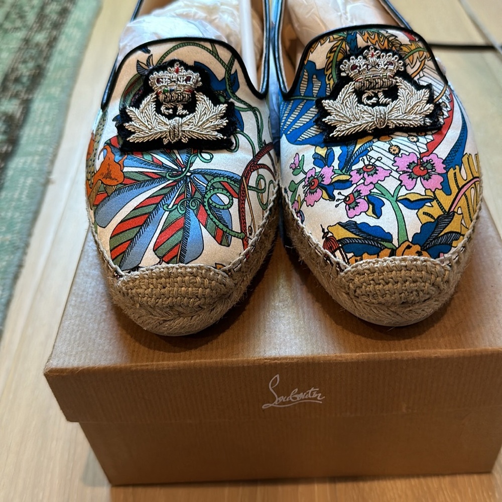 Louboutin Satin Flats Espadrilles
